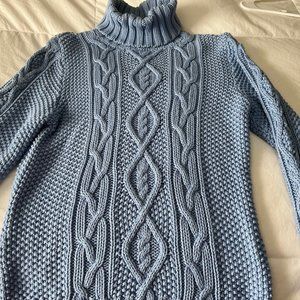 Vintage Lauren  Ralph Lauren Blue Cable Knit Turtleneck Sweater M Medium